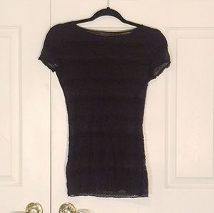BCBGMaxAzria Lace Sheer Striped Top 🖤